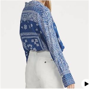 Polo Ralph Lauren button front bandana paisley print top shirt M